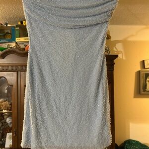 Windsor Light Blue Beaded Mini Dress